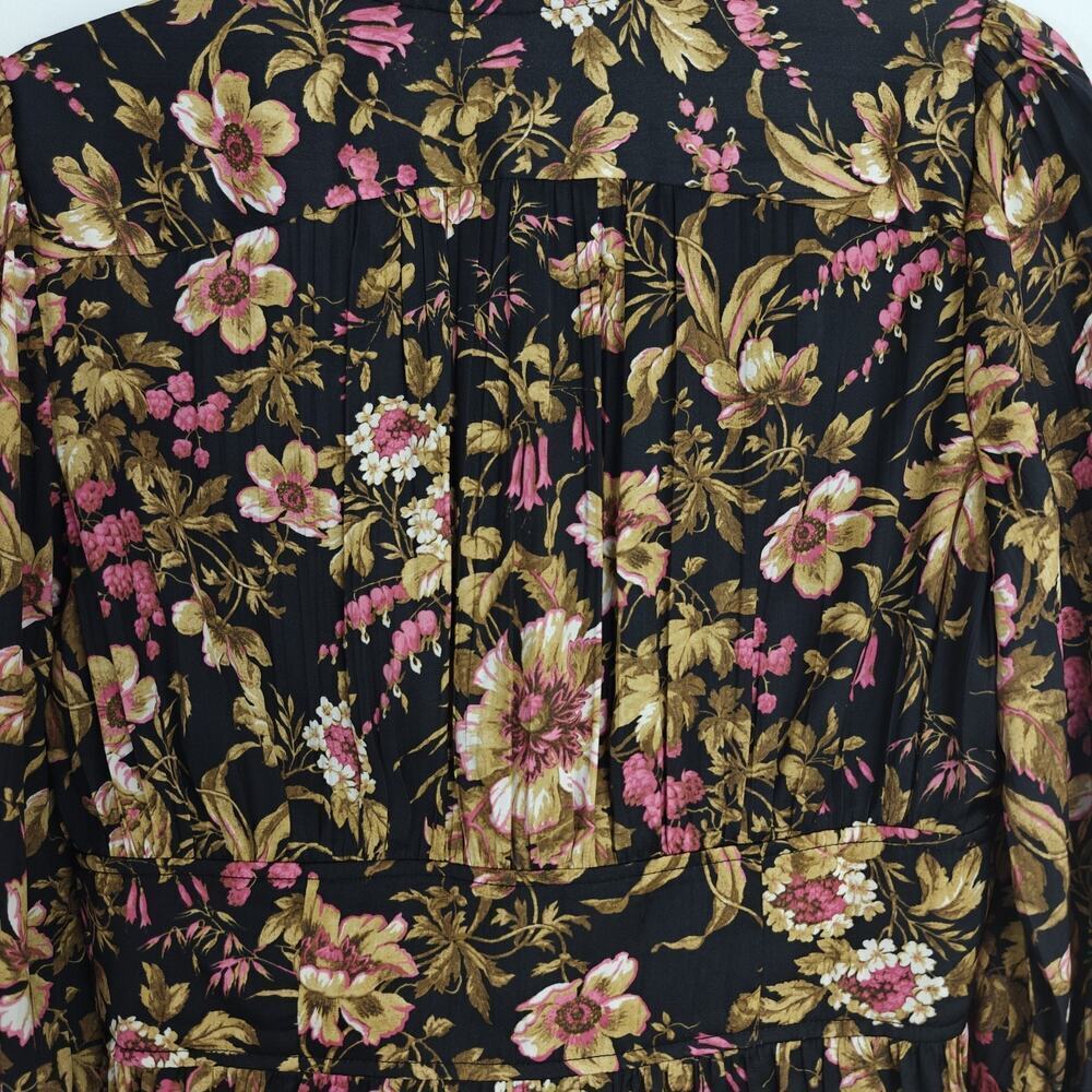 Anthropologie Deep V Floral Tunic Blouse Top Size Small Long Sleeves Romantic - Picture 10 of 14